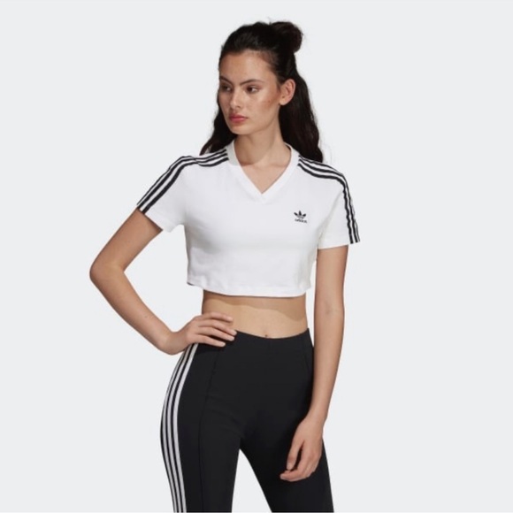 Adidas Trefoil Cropped 3 Stripes Top - Picture 5 of 5